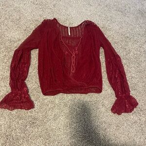 Free people maroon layered lace top